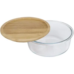 Conservation Alimentaire<Gifi Boîte de conservation ronde en verre avec couvercle en bambou 1,2L