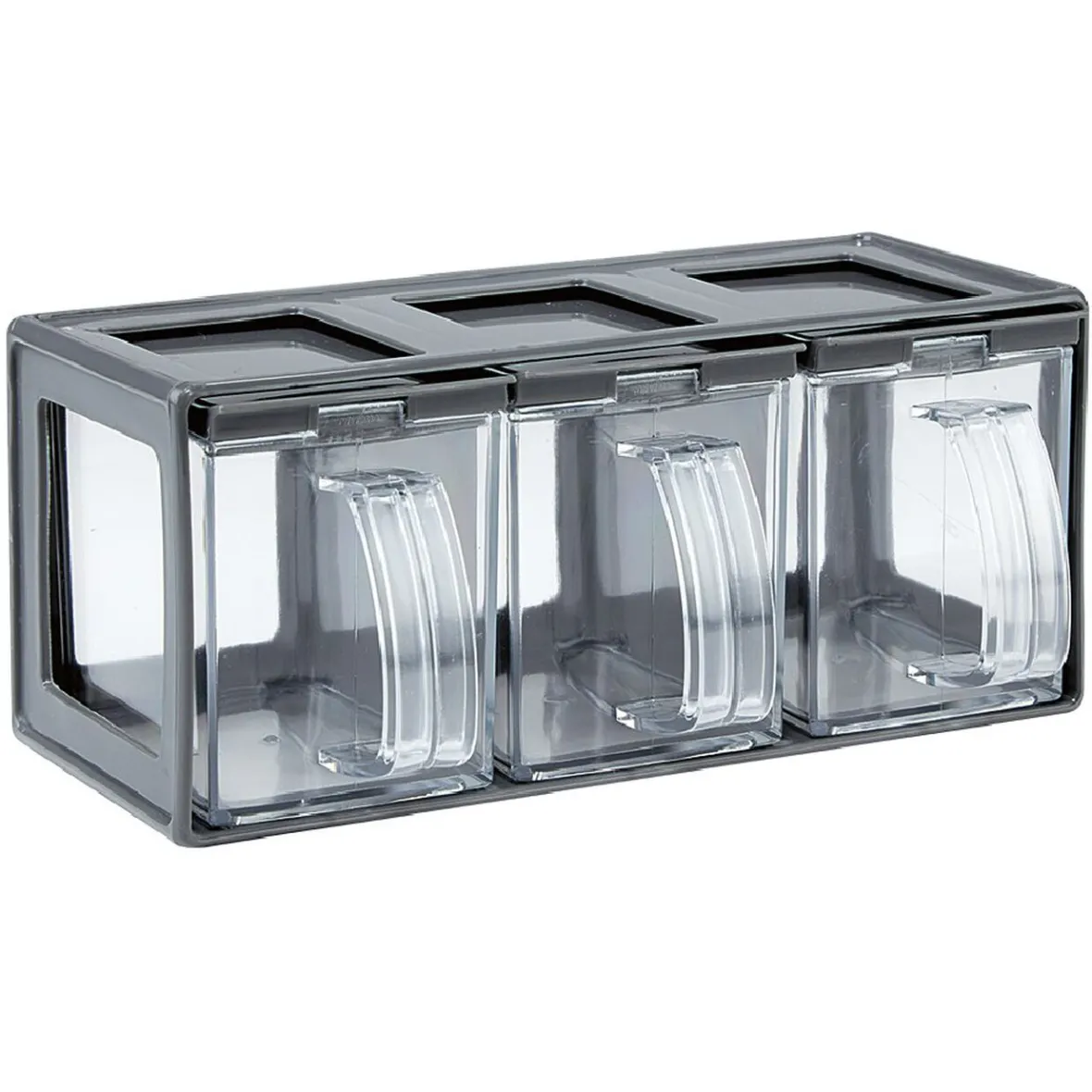Gifi Boîte de cuisine 3 compartiments avec poignée| Vaisselle Et Accessoires De Table