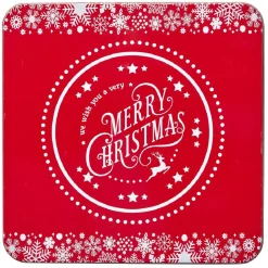 Gifi Boîte de Noël carré vintage métal Merry Christmas rouge| Vaisselle Et Accessoires De Table