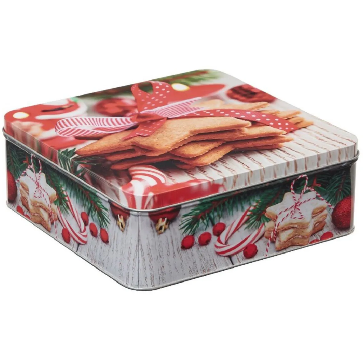 Conservation Alimentaire<Gifi Boîte de Noël carré vintage métal motif biscuit étoile