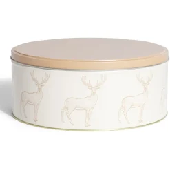 Conservation Alimentaire<Gifi Boîte ronde en métal Ø22cm motif cerf beige et orange