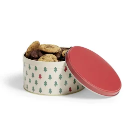 Conservation Alimentaire<Gifi Boîte ronde en métal Ø13,5cm motif sapin vert et rouge