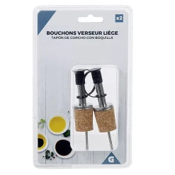Gifi Bouchon en liège avec bec verseur inox x2| Vaisselle Et Accessoires De Table