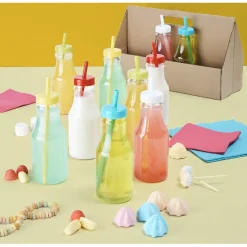Gifi Bouteille en plastique avec paille colorée x10| Vaisselle Et Accessoires De Table