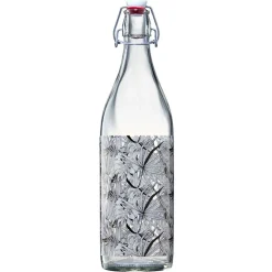 Vaisselle Et Accessoires De Table<Gifi Bouteille en verre décor feuillage avec bouchon à clip 1L