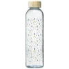 Gifi Bouteille en verre motif gouttes avec bouchon en bambou 730 ml| Vaisselle Et Accessoires De Table