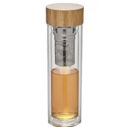 Conservation Alimentaire<Gifi Bouteille infuseur double paroi en verre avec bouchon en bambou