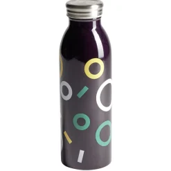 Conservation Alimentaire<Gifi Bouteille isotherme acier noir motif rond 500ml Ø6,7xH21,8cm