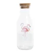 Gifi Bouteille transparente motif flamant rose avec bouchon liège| Vaisselle Et Accessoires De Table