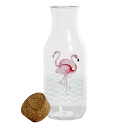 Gifi Bouteille transparente motif flamant rose avec bouchon liège| Vaisselle Et Accessoires De Table