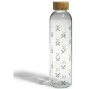 Gifi Bouteille verre transparent à motif noir avec bouchon en bambou 730ml| Vaisselle Et Accessoires De Table