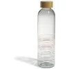 Gifi Bouteille verre transparent rayé multicolore avec bouchon bambou 730ml| Vaisselle Et Accessoires De Table