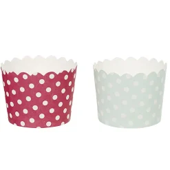 Cuisson<Gifi Caissette à muffin en carton rose vert décor pois blanc x25