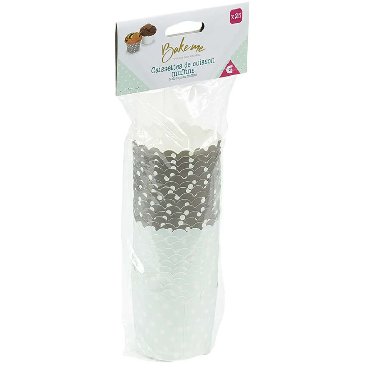 Cuisson<Gifi Caissette à muffin motif pois gris bleu x25
