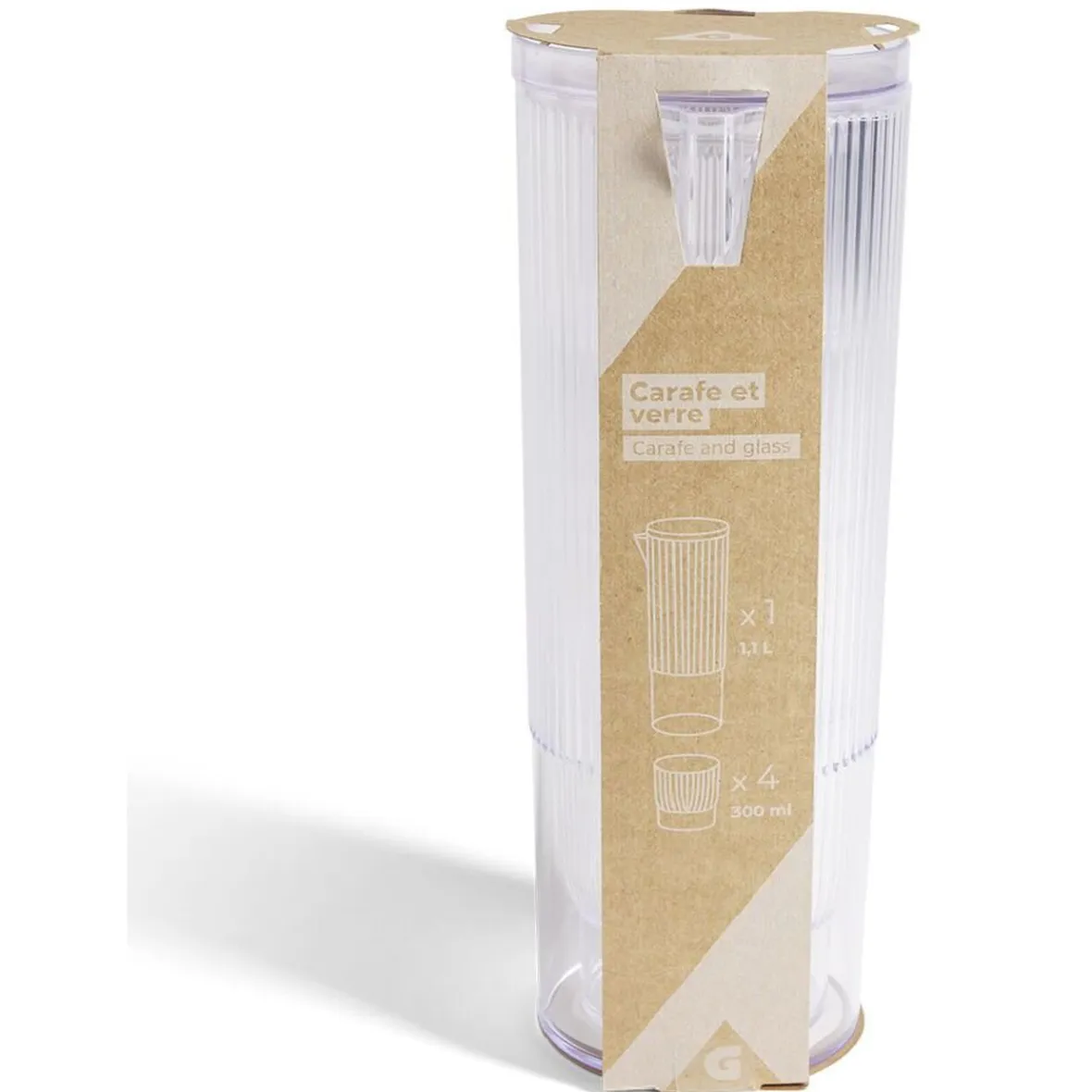 Vaisselle Et Accessoires De Table<Gifi Carafe 1,1L + 4 verres 300mL polystyrène et silicone transparent