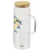 Gifi Carafe verre transparent motif citron avec bouchon bambou 1L Ø9xH23cm| Vaisselle Et Accessoires De Table
