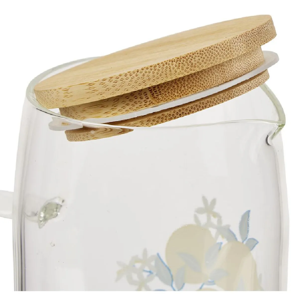 Gifi Carafe verre transparent motif citron avec bouchon bambou 1L Ø9xH23cm| Vaisselle Et Accessoires De Table