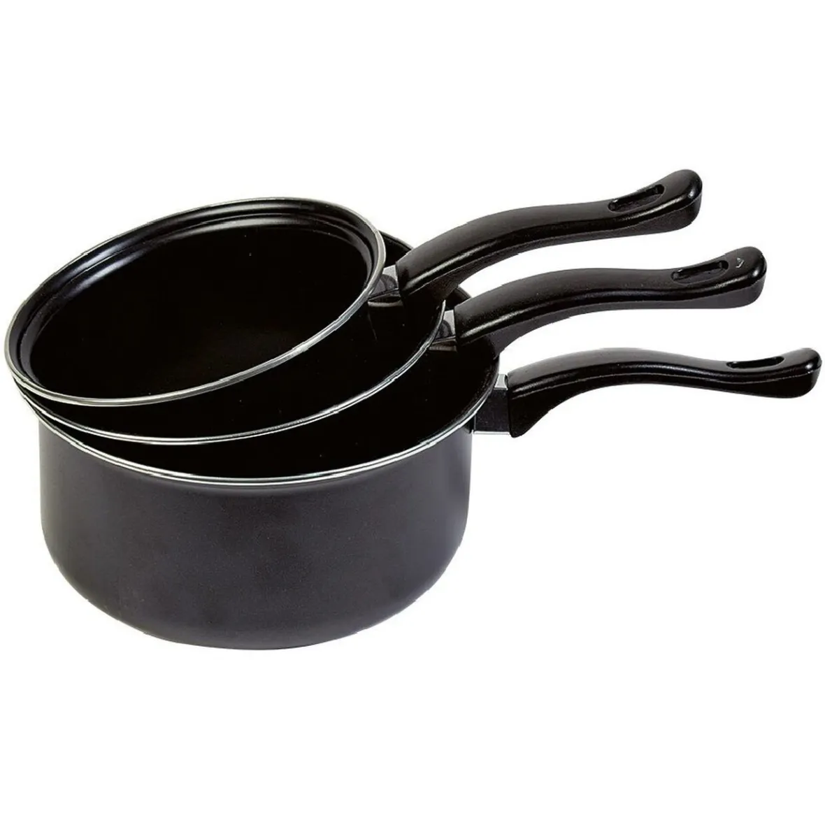 Cuisson<Gifi Casserole acier noir - Lot de 3 - Tous feux sauf induction