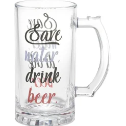 Gifi Chope à bière verre transparent inscription Je me fais mousser| Vaisselle Et Accessoires De Table