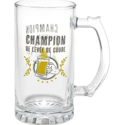 Vaisselle Et Accessoires De Table<Gifi Chope à bière verre transparent inscription Champion de levée de coude