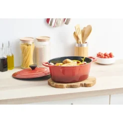 Cuisson<Gifi Cocotte fonte rouge et noir