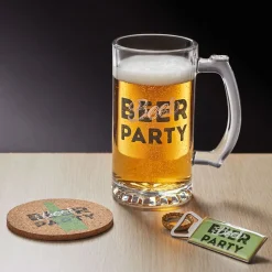 Gifi Coffret bière 3 pièces verre décapsuleur et sous-verre - 2 modèles| Vaisselle Et Accessoires De Table