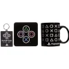 Gifi Coffret cadeau Playstation mug sous-verre porte-clé noir et blanc 3pcs| Vaisselle Et Accessoires De Table