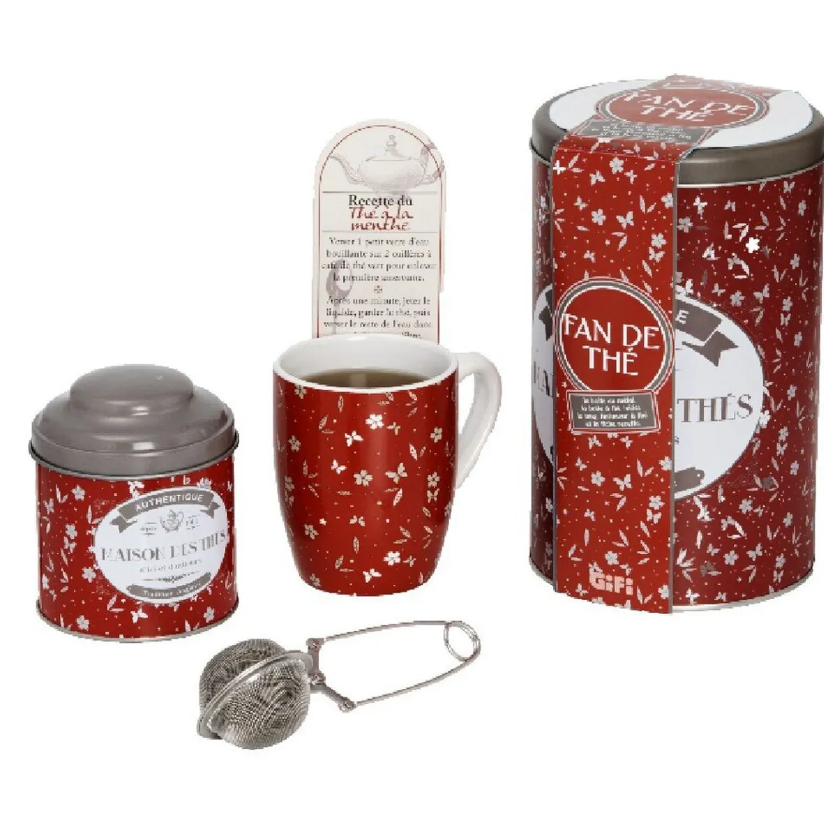 Gifi Coffret "Fan de thé" 5 pièces| Vaisselle Et Accessoires De Table