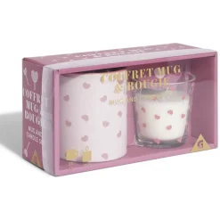 Gifi Coffret mug 33cl et bougie motif coeur blanc et rose| Vaisselle Et Accessoires De Table