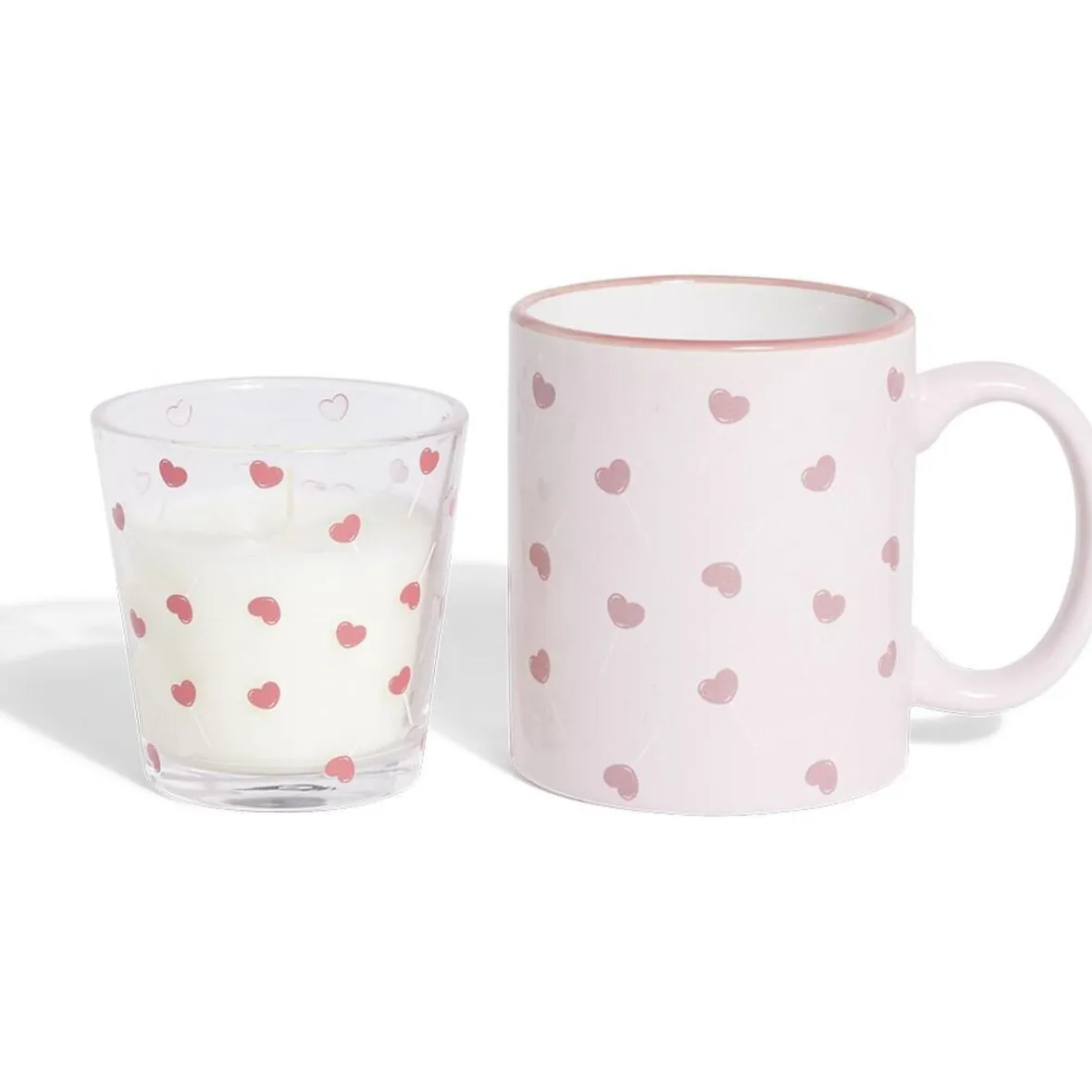 Gifi Coffret mug 33cl et bougie motif coeur blanc et rose| Vaisselle Et Accessoires De Table