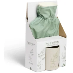 Gifi Coffret mug 330ml et bouillotte 600ml nature vert| Vaisselle Et Accessoires De Table