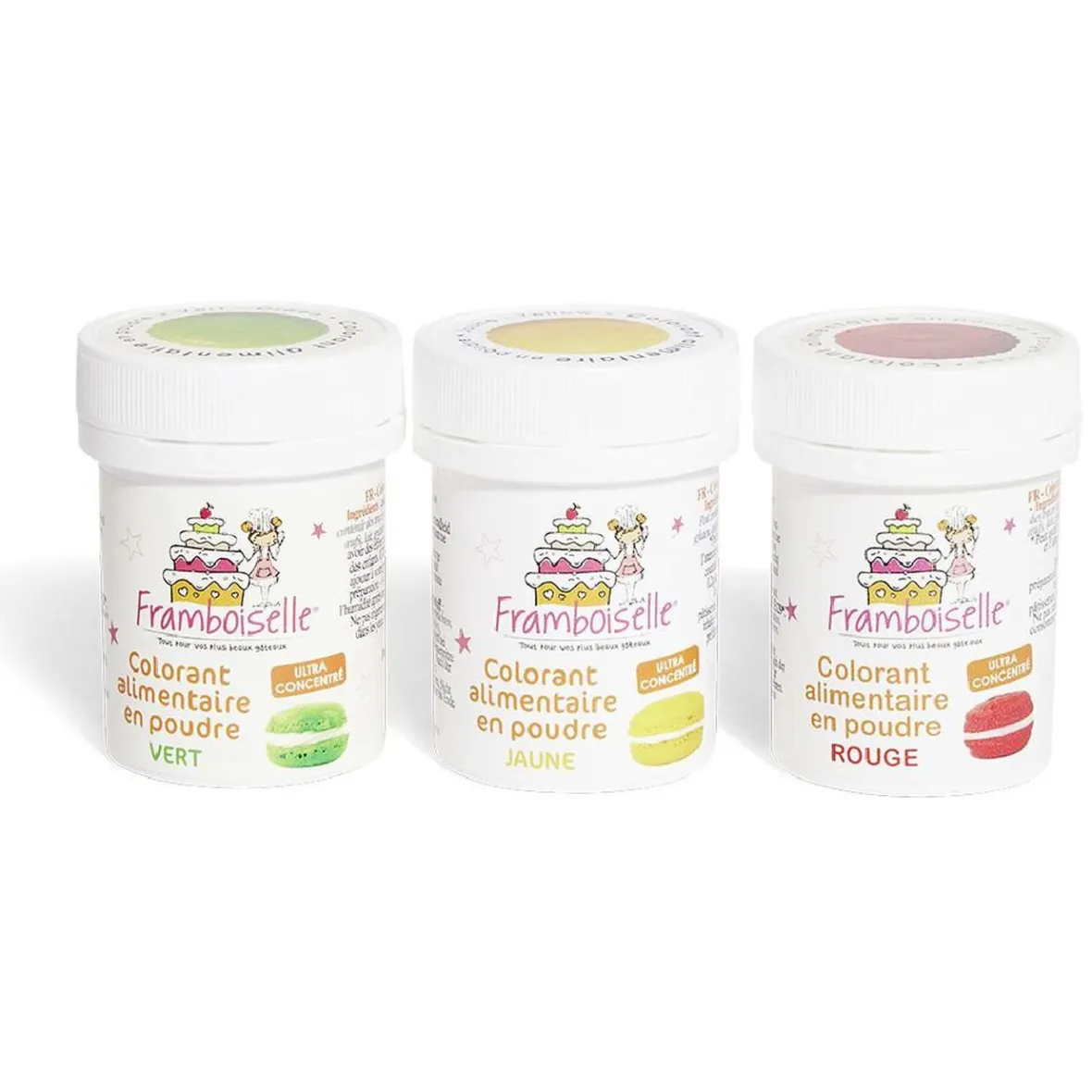 Préparation Culinaire<Gifi Colorant alimentaire en poudre Framboiselle rouge jaune vert x3