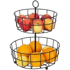 Rangement De Cuisine<Gifi Corbeille à fruits 2 niveaux métal noir Ø28xH38cm