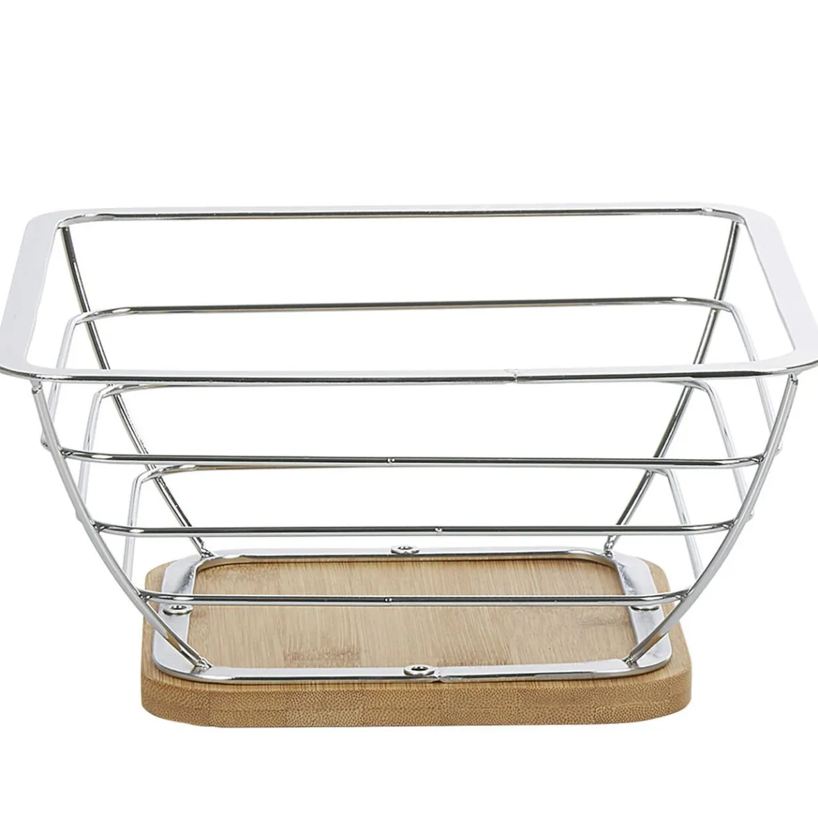 Rangement De Cuisine<Gifi Corbeille à fruits métal filaire socle bambou gris naturel