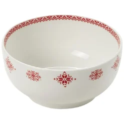 Gifi Coupelle en porcelaine blanche motif Noël flocons rouges| Vaisselle Et Accessoires De Table