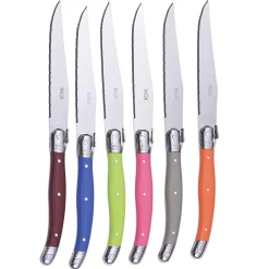 Gifi Couteau à steack inox manche multicolore x6| Vaisselle Et Accessoires De Table
