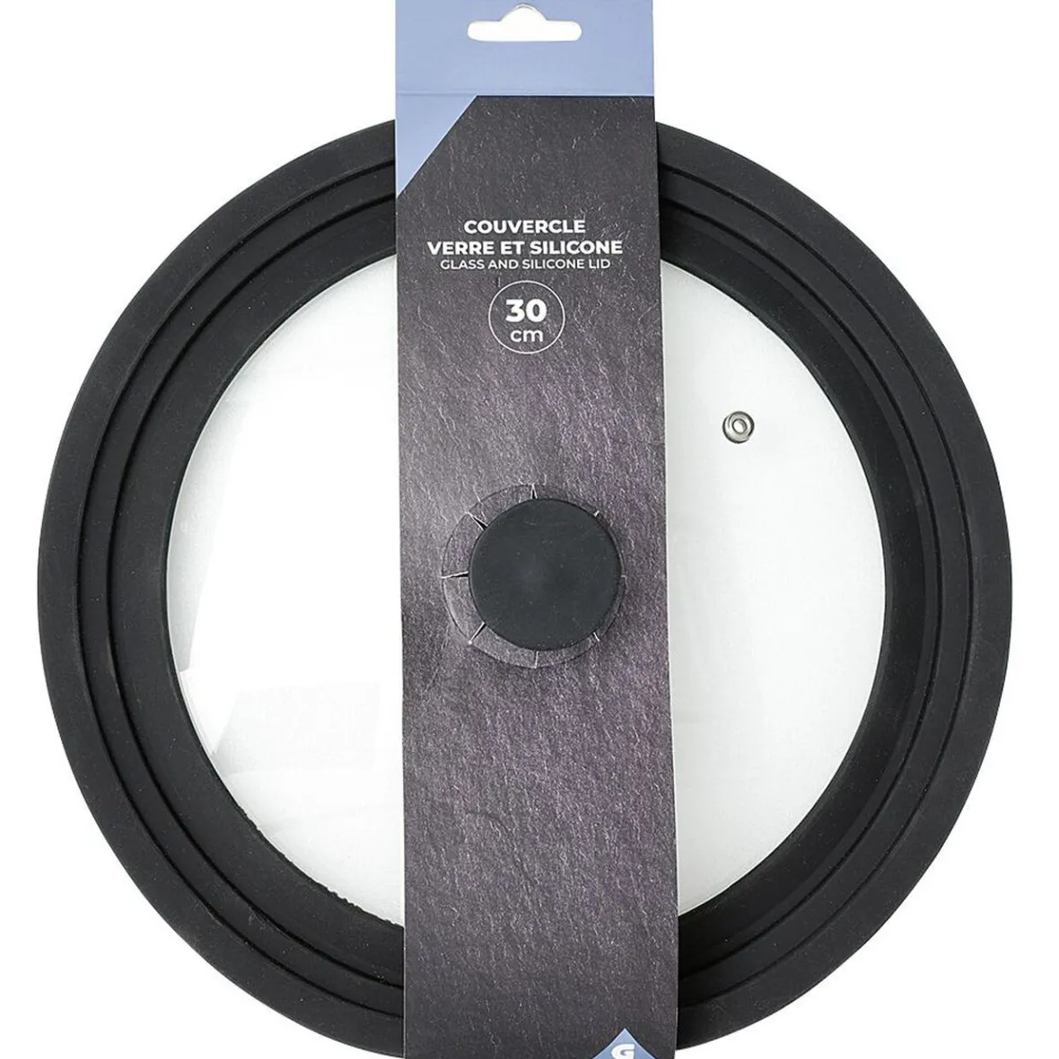 Cuisson<Gifi Couvercle en verre avec contour silicone noir Ø 30 cm
