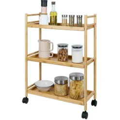 Rangement De Cuisine<Gifi Desserte 3 niveaux à roulettes bambou et MDF 51,5x22,5xH71cm