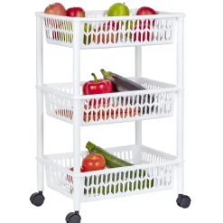 Rangement De Cuisine<Gifi Desserte de cuisine 3 niveaux panières blanches