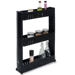 Rangement De Cuisine<Gifi Desserte de cuisine à roulettes 3 niveaux noir 54,5x12,5xH.72cm