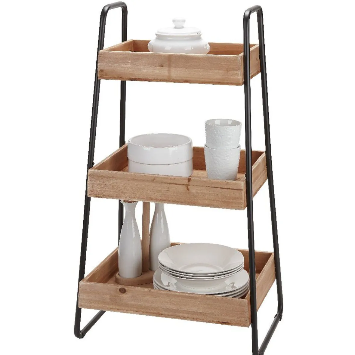 Rangement De Cuisine<Gifi Desserte vintage 3 niveaux noir naturel