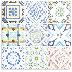 Gifi Dessous de plat carré céramique design carreau de ciment 15,2x15,2cm| Vaisselle Et Accessoires De Table