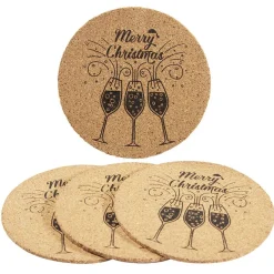 Gifi Dessous de verre liège design Noël inscription Merry Christmas x4| Vaisselle Et Accessoires De Table