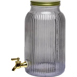 Gifi Distibuteur à boisson en verre strié noir 5,5L| Vaisselle Et Accessoires De Table