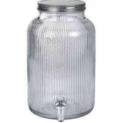 Gifi Distributeur à boisson en verre strié 5,5L| Vaisselle Et Accessoires De Table