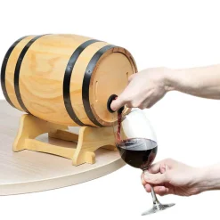 Gifi Distributeur à vin tonneau bois sur socle 5,5 L| Vaisselle Et Accessoires De Table