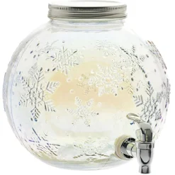 Gifi Distributeur de boisson en verre motif flocons iridescent 5,5L| Vaisselle Et Accessoires De Table