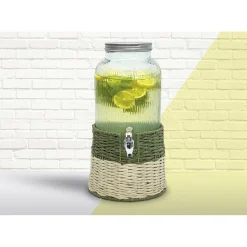 Gifi Distributeur de boisson verre 5,5L avec support - Ø22,5xH42,5cm| Vaisselle Et Accessoires De Table