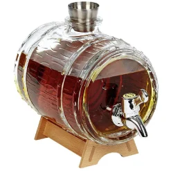 Gifi Distributeur de rhum avec socle en bois 1,5 L| Vaisselle Et Accessoires De Table