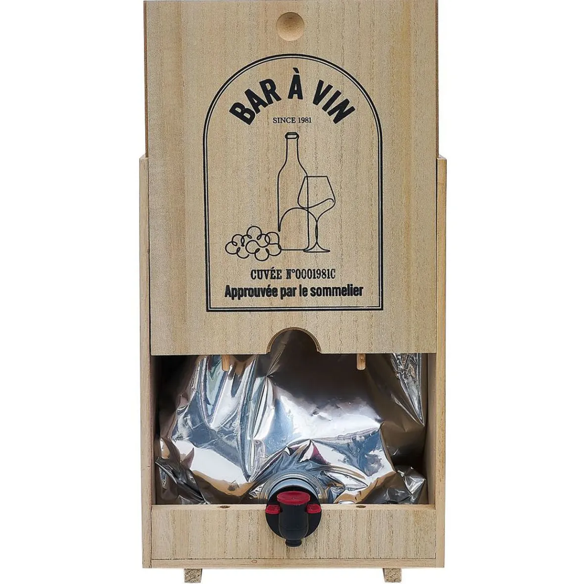 Gifi Distributeur de vin en bois pour cubi 5L| Vaisselle Et Accessoires De Table
